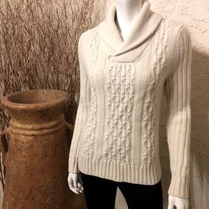 EXPRESS • wool blend ivory shawl collar sweater Sz S